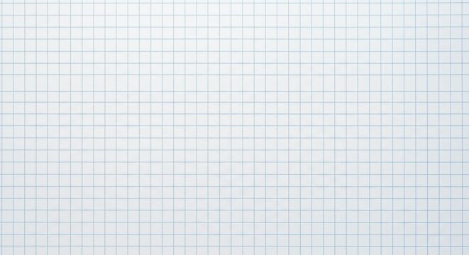 Closeup of a white paper with a blue grid isolated on white background