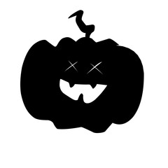 Naklejka premium Halloween silhouettes of pumpkins with faces