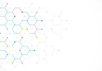 Graphic design element with abstract geometric background of simple hexagon pattern