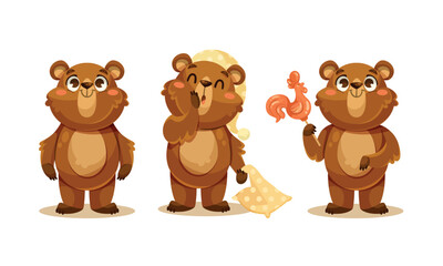 Adorable Cute Cartoon Bears Displaying Various Food Expressions and Enjoying a Meal