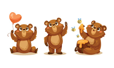 Cute Pixel Bears Delightful and Joyful Expressions with Sweet Moments of Happiness