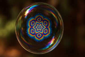 シャボン玉に浮かぶトリッピー模様