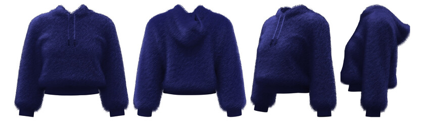 Realistic 3D hoodie design showcasing purple fleece material © puruan