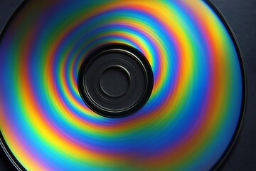 CDに映るトリッピーな虹の渦模様