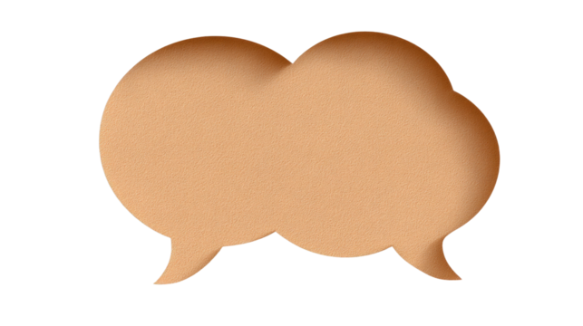 Communication Bubble:Two speech bubbles merged together, a symbolic representation of dialogue, discussion, and the sharing of ideas.