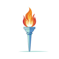 A stylized cartoon flaming torch, symbol of sporting games, competition, and victory