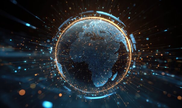 Data Flow Encircles Globe Amidst Digital Network