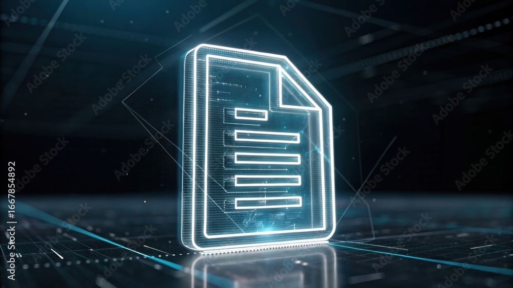 Aufkleber digital identity + biometric security + data governance digital document icon with glowing lines, se
