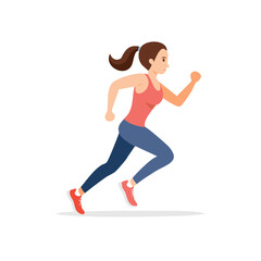 Fototapeta premium Athletic woman with ponytail running energetically in workout clothes