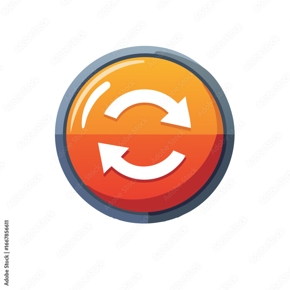 Poster dynamic circular exchange or refresh icon with two white arrows and a vibrant gradient design