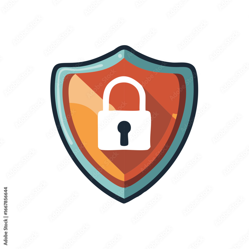 Poster shield graphic with a lock symbol representing data security and protection