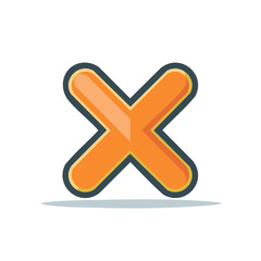 Obraz premium Vibrant orange X symbol with outline, representing wrong, multiply, close, or cancel icon