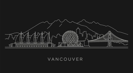 Obraz premium Minimalist Vancouver City Skyline Outline