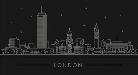 Naklejka premium London Ontario Skyline Outline Illustration