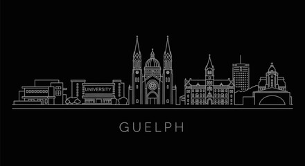 Fototapeta premium Guelph Ontario Minimalist Skyline Silhouette