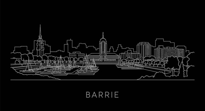 Minimalist Barrie Ontario City Skyline Outline