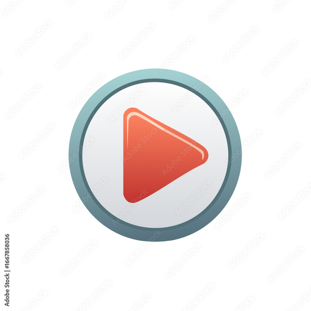 Poster colorful round media player symbol with a triangle play button icon design.