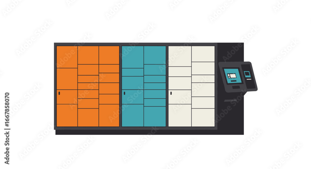 Poster Parcel locker with digital screen for secure and efficient package storage