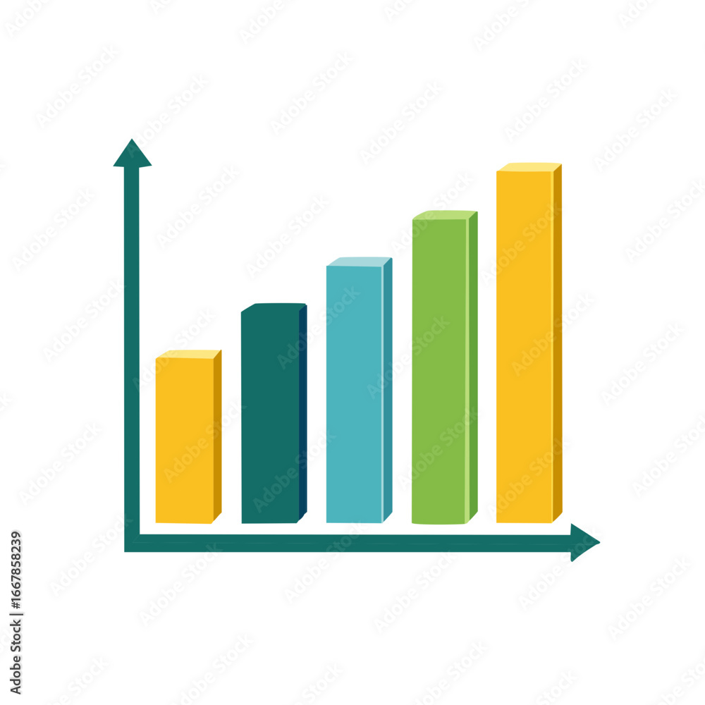 Poster colorful 3d bar chart visualizing business growth financial progress data analytics