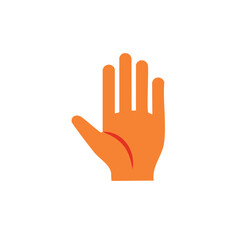 Obraz premium Orange hand illustration. Showing palm and fingers. Gesturing to stop or halt.