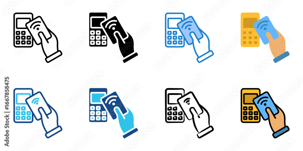 Poster debit card icon set multiple style collection