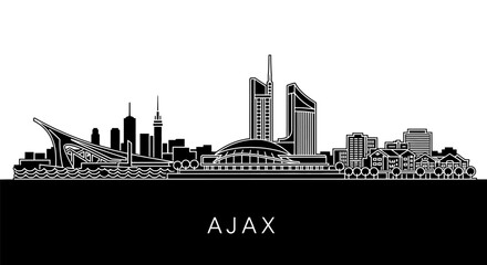 Minimalist Black and White Ajax Ontario Skyline