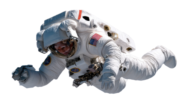 Astronaut floating in space: An astronaut gracefully floats in the vast expanse of space, donning a white spacesuit. Capture the boundless exploration, discovery, and human endeavor. 