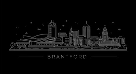 Obraz premium Minimalist Brantford City Skyline Outline on Black