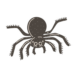 Creepy black spider in cute minimalist Halloween cartoon style isolated vector illustration for spooky design.