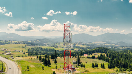 Telecommunication tower providing signal in rural mountain area