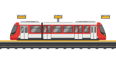 Modern flat design urban train at station platform with minimalistic style
