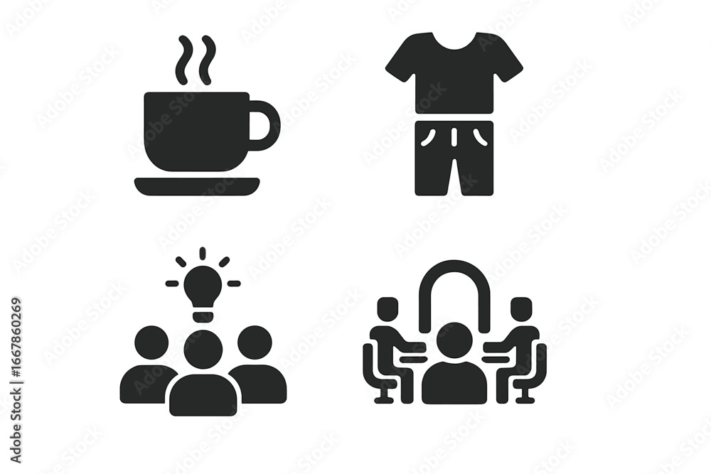 Poster tech startup culture solid glyph icon set. business concept vector icons for web and mobile. brainst