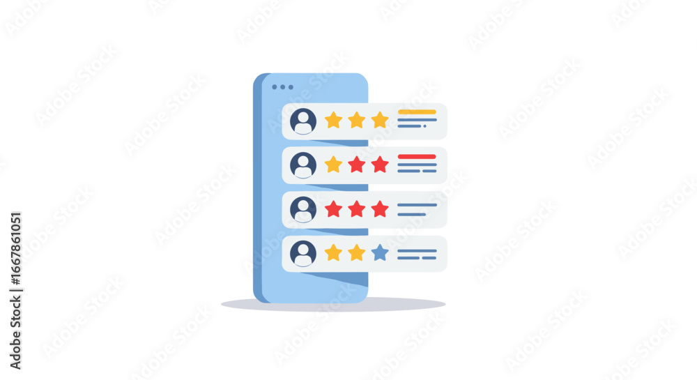 Poster mobile app with user rating interface displaying star reviews and user profiles