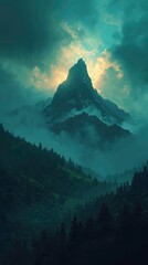 Majestic Mountain Landscape – Cinematic Misty Peak at Sunrise