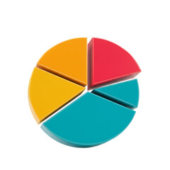 Fototapeta premium A simple 3D colorful pie chart isolated on white background for business and finance presentations