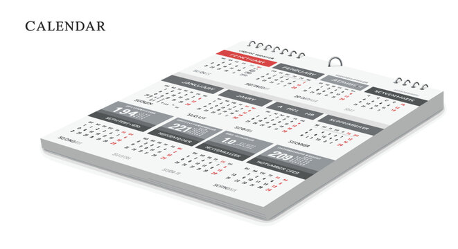 Desk calendar 2023 with spiral binding and monthly overview