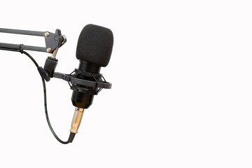Professional studio microphone isolated on the white background with copy space.