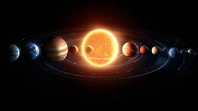 Astronomy concept showing solar system alignment
