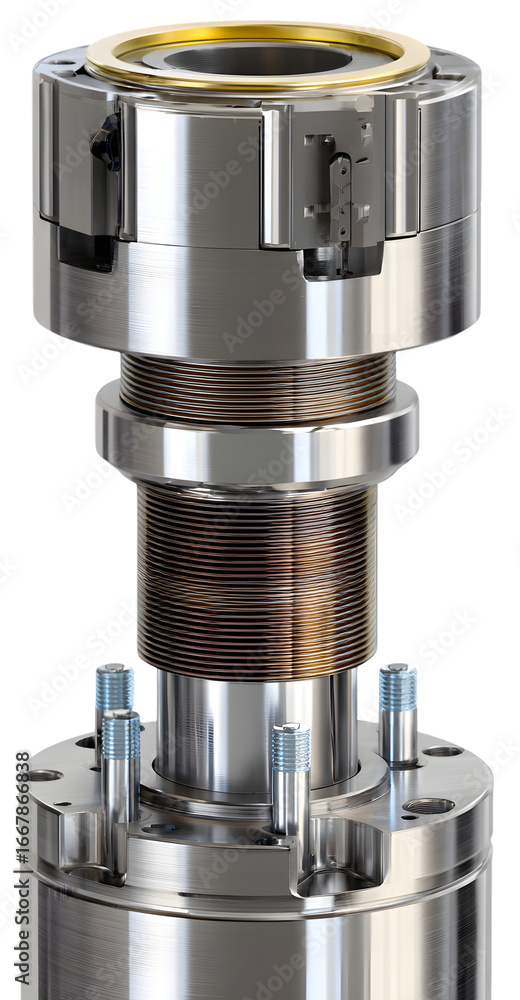 Poster detailed close-up of a metallic valve component showcasing its intricate design and functionality
