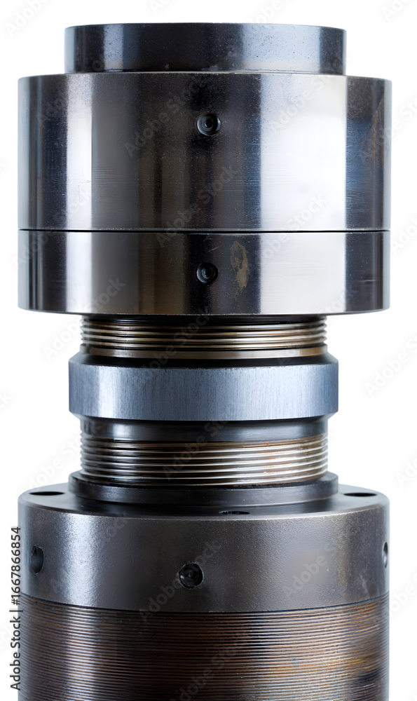 Poster close-up view of a precision-engineered mechanical component showcasing intricate details and textur