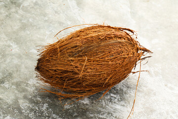 Natural exotic brown hairy coconut