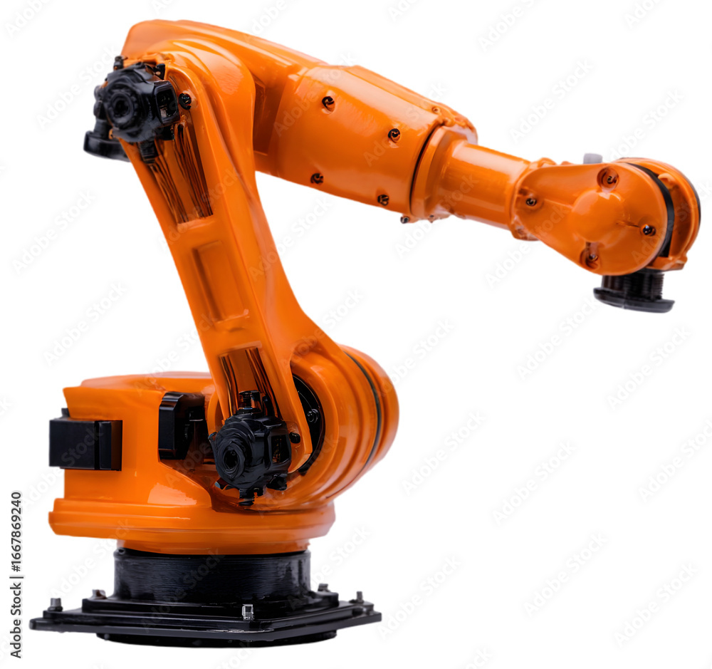 Poster industrial robotic arm in an automated factory setting, showcasing precision and efficiency in manuf