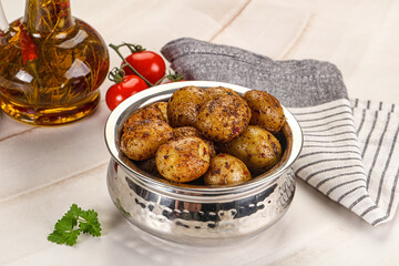 Baked mini potato with herbs