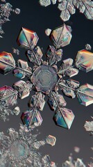Close-up of intricate snowflakes