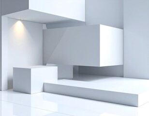 Obraz premium Modern Minimalist White Reception Area Design.