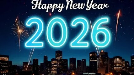 Colorful gradient Happy New Year 2026 festive and joyful celebration concept - Powered by Adobe