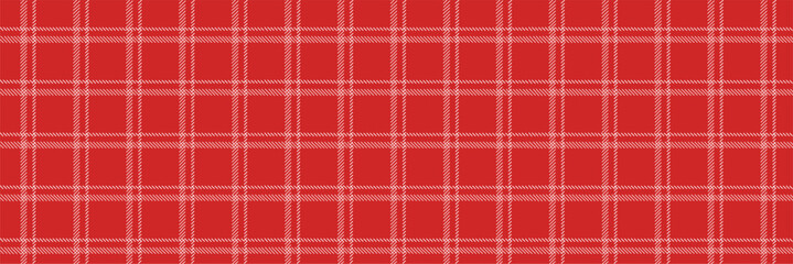 Midcentury modern seamless red plaid tartan pattern with white stripes for fabric and retro textile design