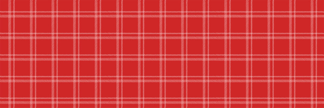 Midcentury modern seamless red plaid tartan pattern with white stripes for fabric and retro textile design