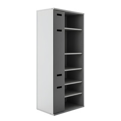 Modern neat storage rack isolated on white background, minimal design, perfect for home organization, furniture catalog, and interior decor display.