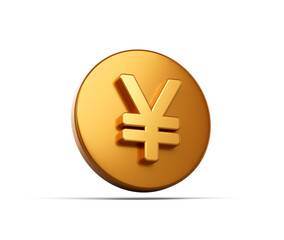 3D Golden coin with a Yen symbol, representing Japanese currency and finance. 3d illustration